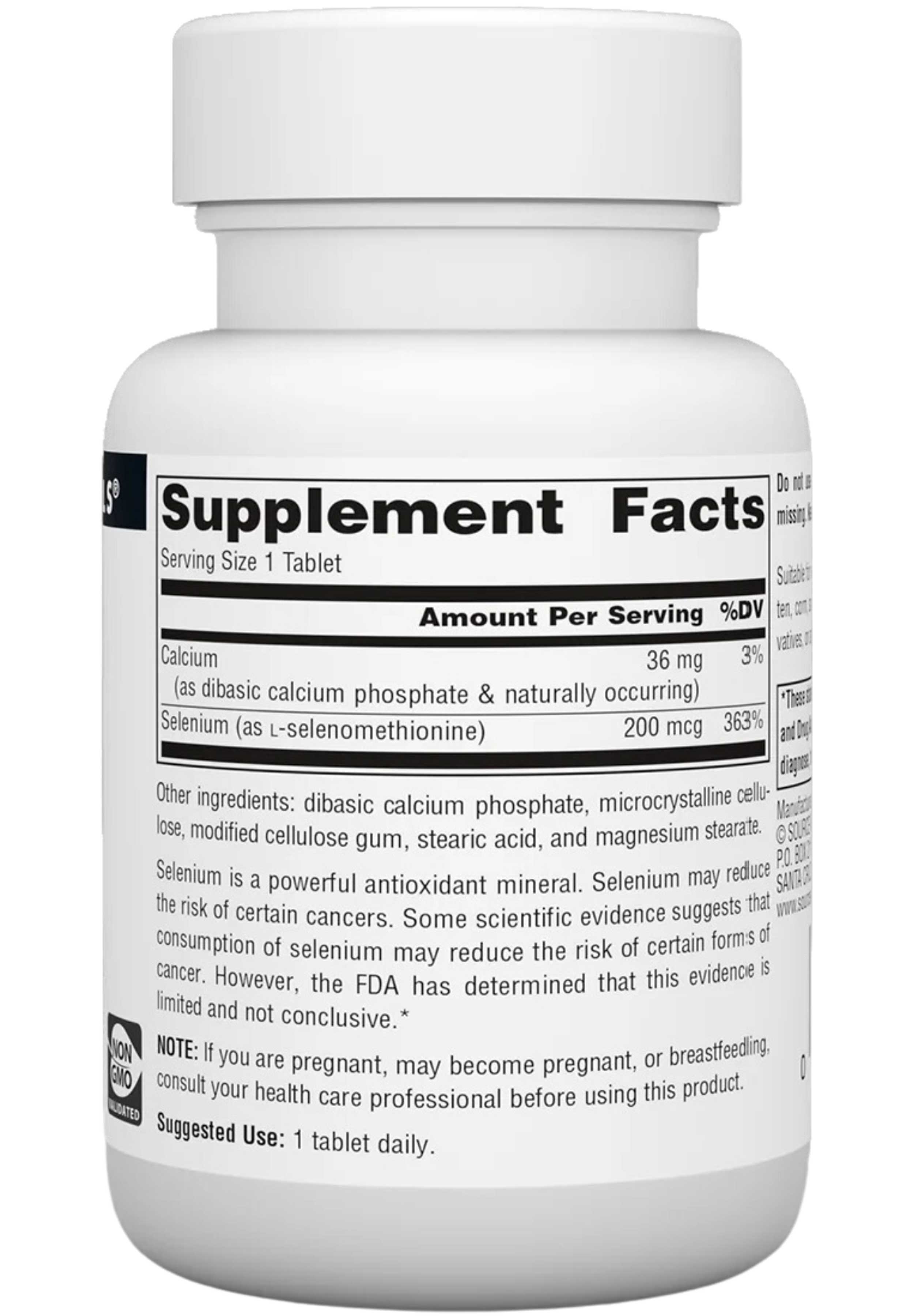 Source Naturals Yeast Free Selenium 200 mcg Ingredients