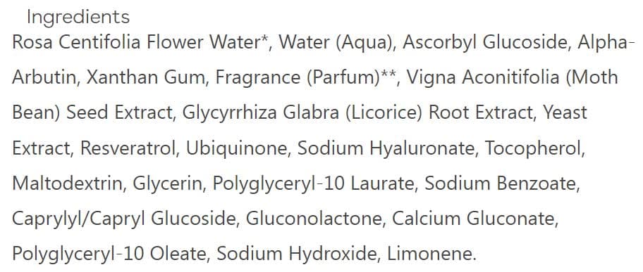 Suki Natural Retinol Serum (Formerly Radical Results Youth Serum) Ingredients