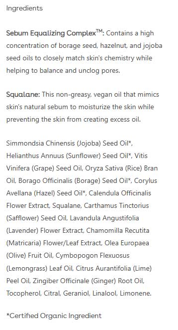 Suki Purifying Facial Oil (Formerly Balancing Facial Oil) Ingredients