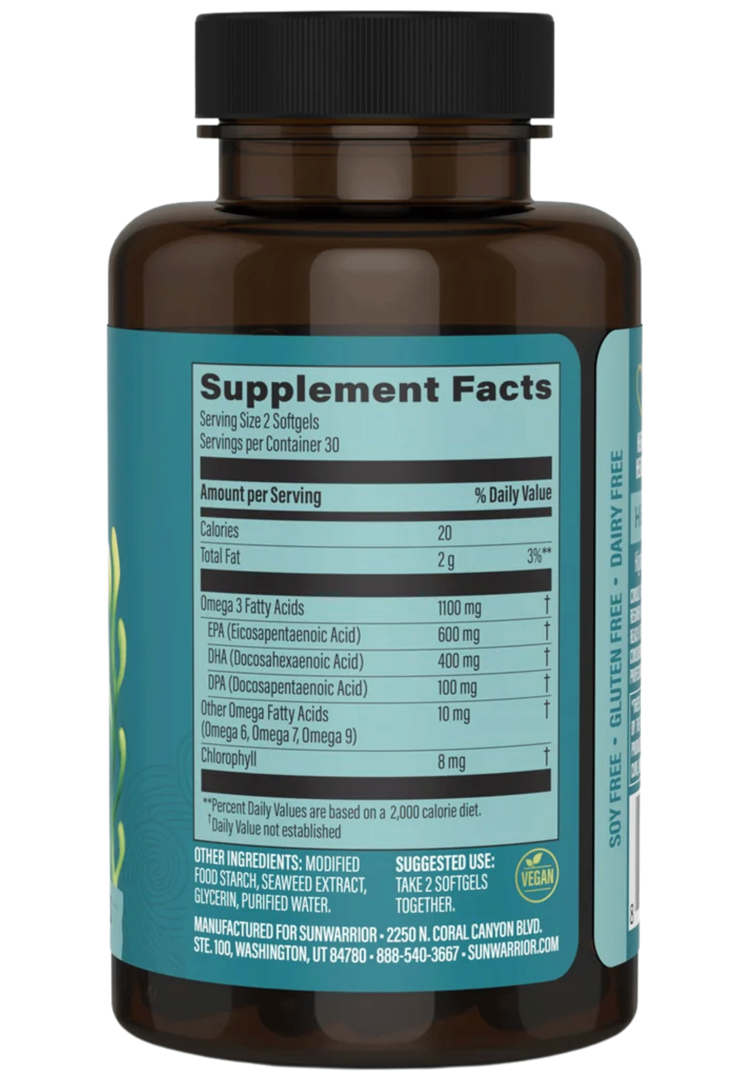Sunwarrior Omega-3 Vegan DHA + EPA Ingredients