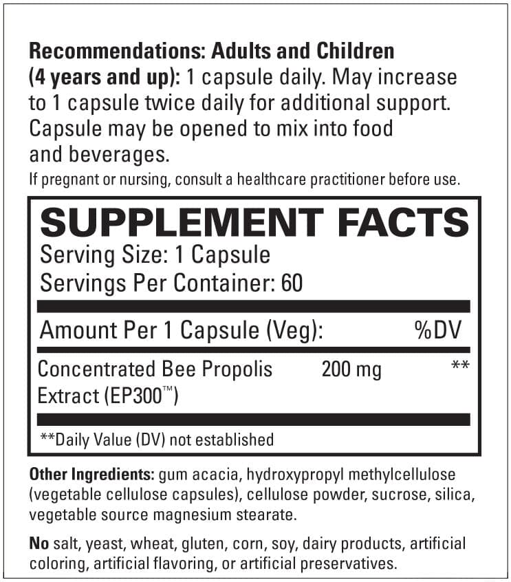 Terry Naturally Propolis Extract EP300 Ingredients