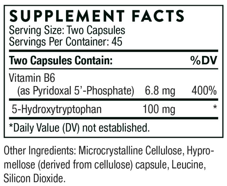Thorne Research 5-HTP (Formerly 5-Hydroxytryptophan) Ingredients