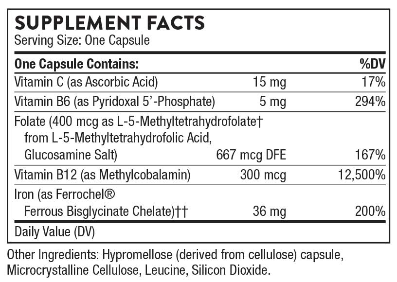 Thorne Research Advanced Iron Complex (Formerly Ferrasorb) Ingredients