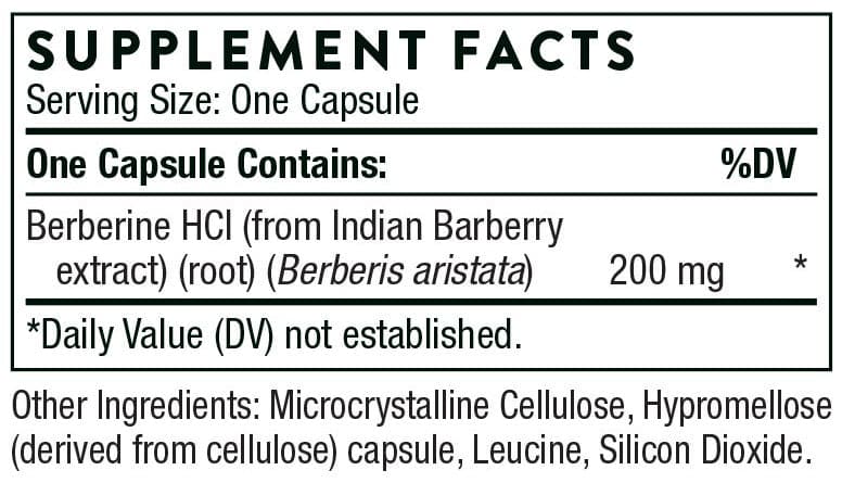 Thorne Research Berberine 200mg (Formerly Berbercap) Ingredients