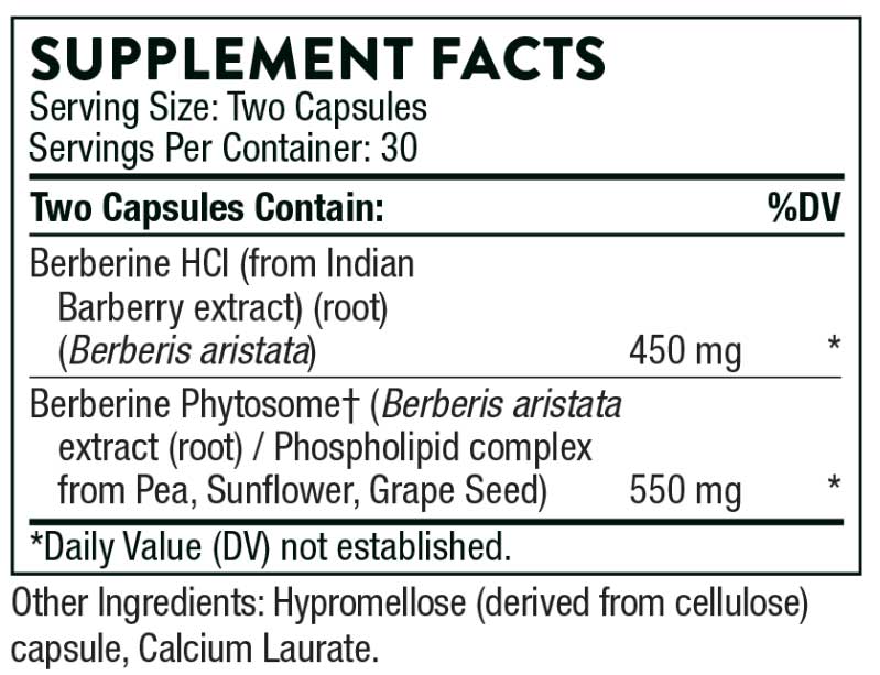 Thorne Research Berberine Dual Action (Formerly Berberine-1000) Ingredients