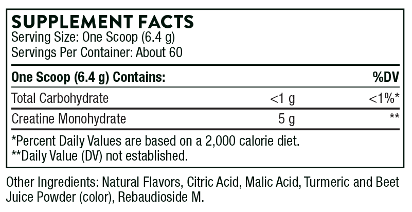 Thorne Research Creatine - Flavored Powder Ingredients