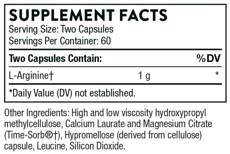 Thorne Research L-Arginine - Sustained Release (Formerly Perfusia-SR) Ingredients