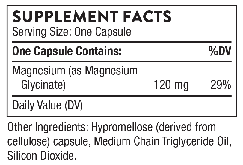 Thorne Research Magnesium Glycinate Ingredients