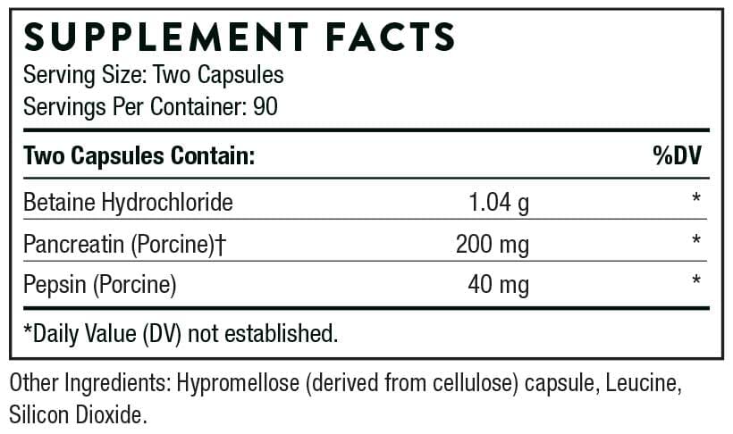 Thorne Research Multi Enzyme (Formerly B.P.P.) Ingredients 