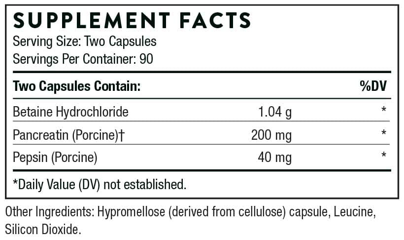 Thorne Research Multi Enzyme (Formerly B.P.P.) Ingredients