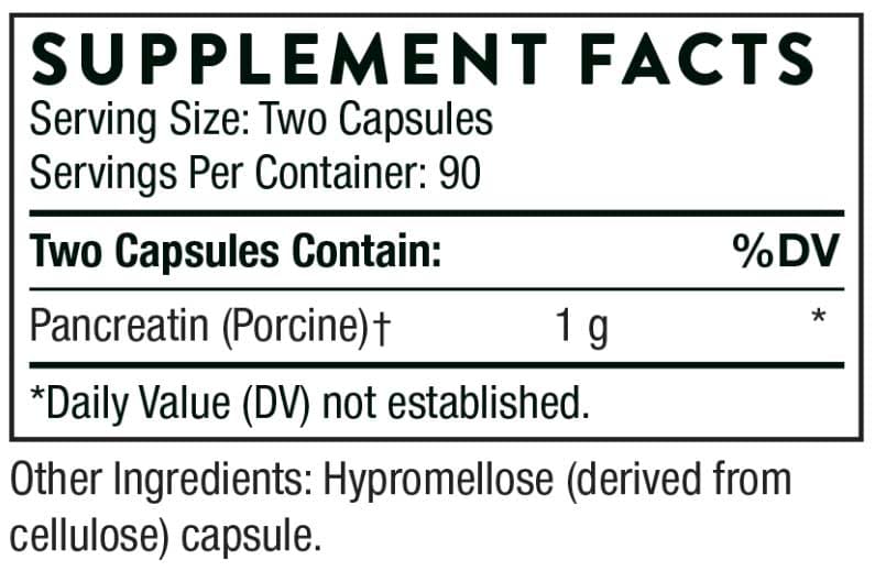 Thorne Research Pancreatic Enzymes (Formerly Dipan-9) Ingredients