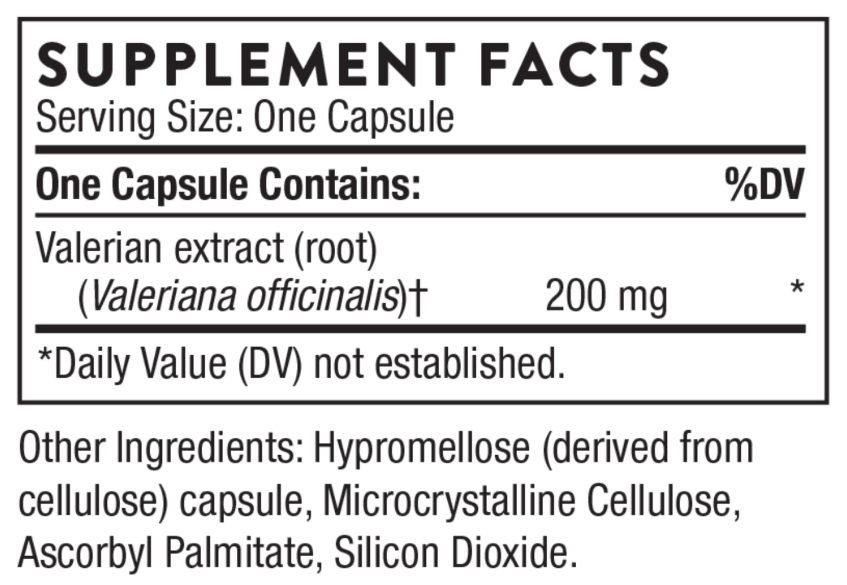 Thorne Research Valerian Root Ingredients