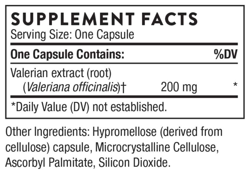 Thorne Research Valerian Root Ingredients