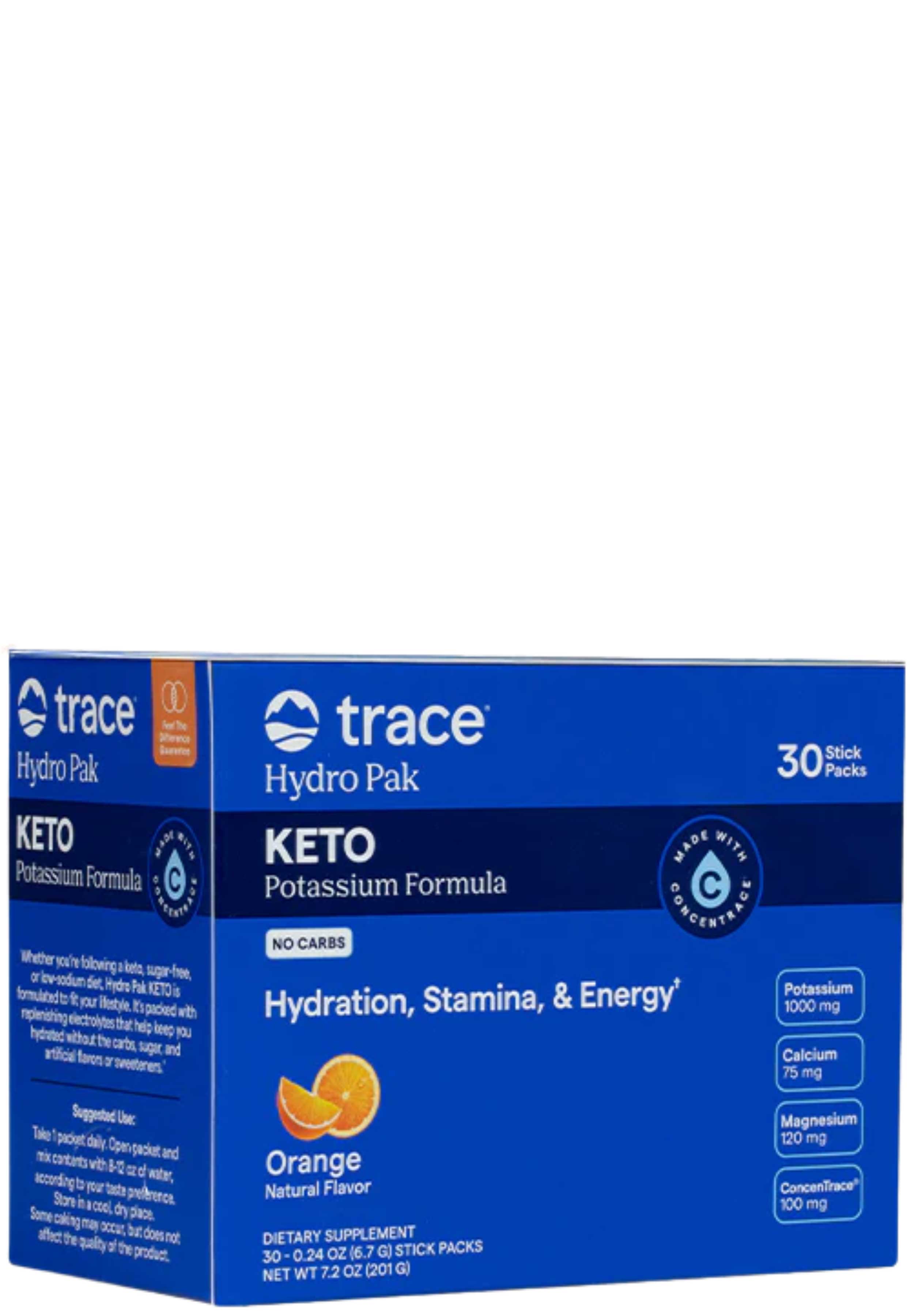 Trace Minerals Hydro Pak Keto Potassium Formula Stick Packs