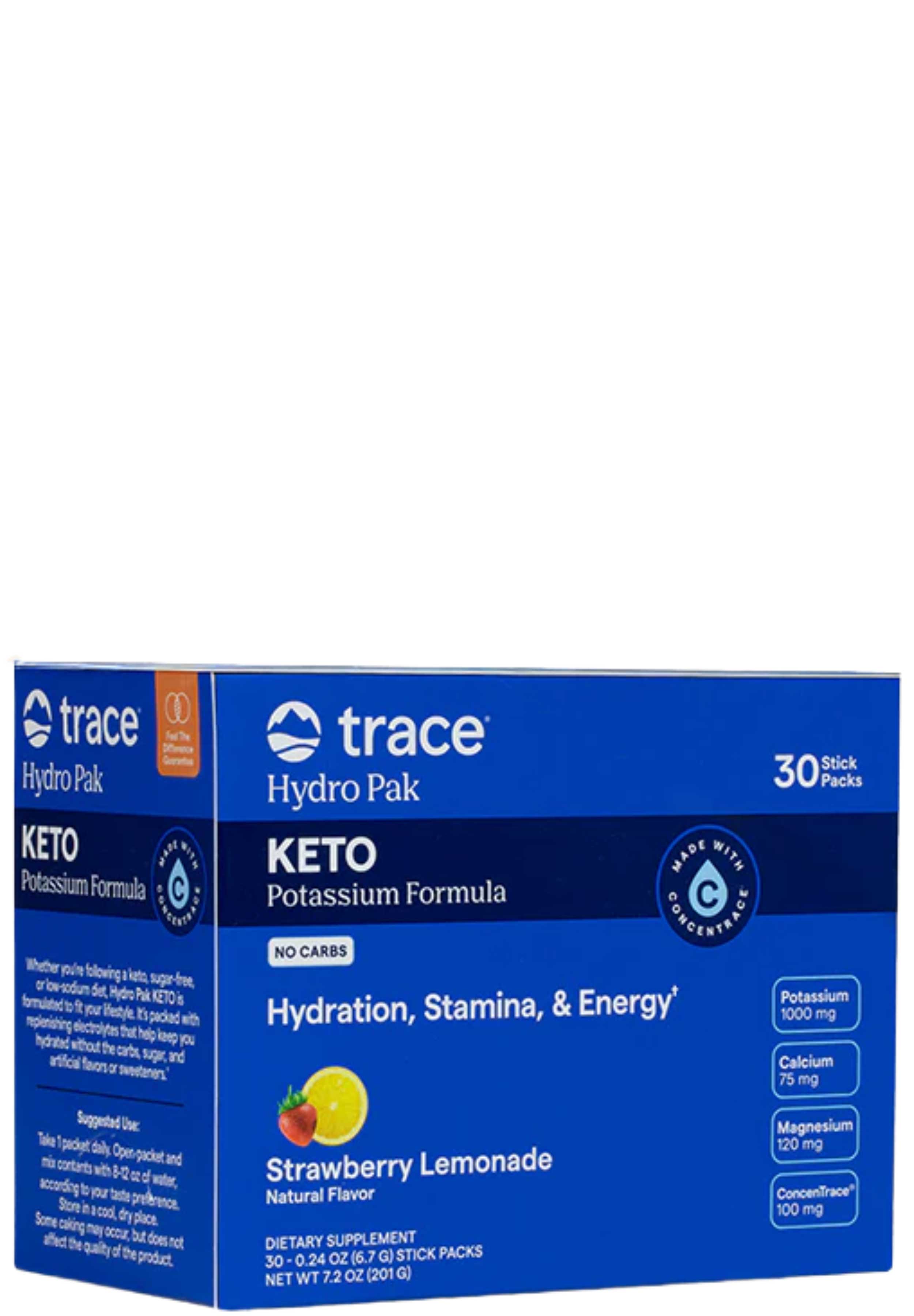 Trace Minerals Hydro Pak Keto Potassium Formula Stick Packs