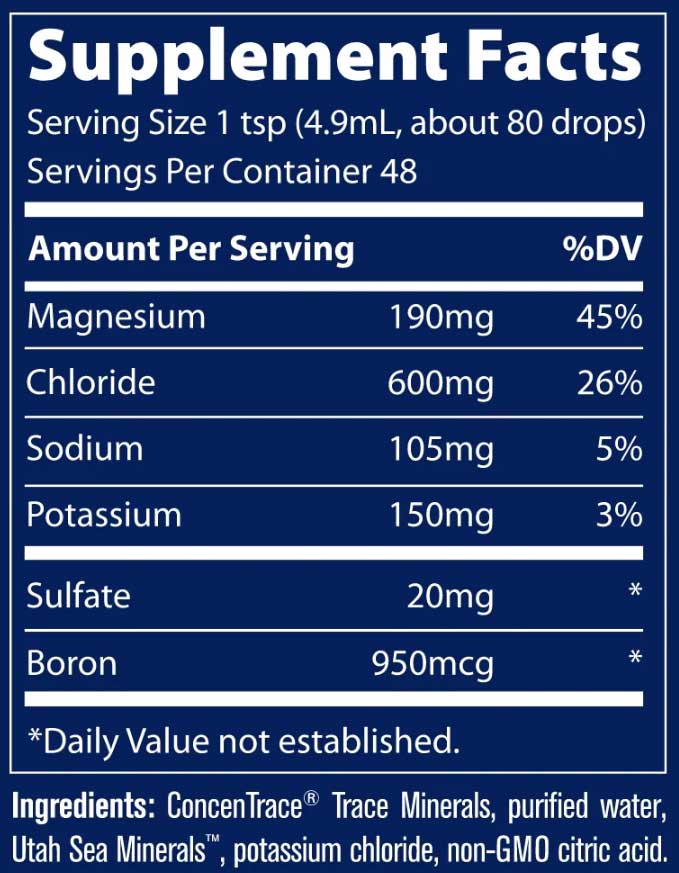 Trace Minerals Research 40,000 Volts Electrolyte Concentrate Ingredients