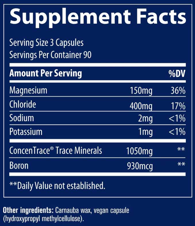 Trace Minerals Research ConcenTrace Trace Mineral Capsules Ingredients