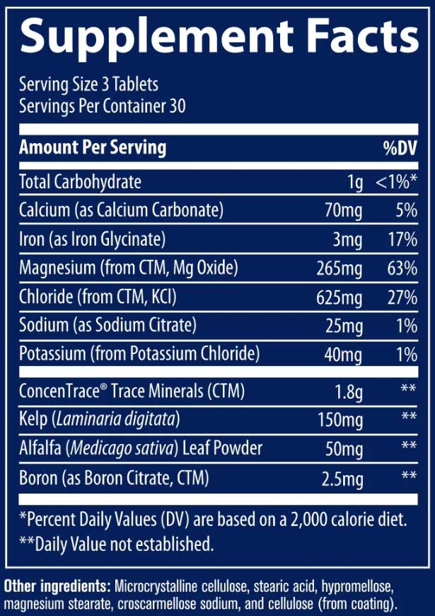 Trace Minerals Research Concentrace Trace Mineral Tablets Ingredients