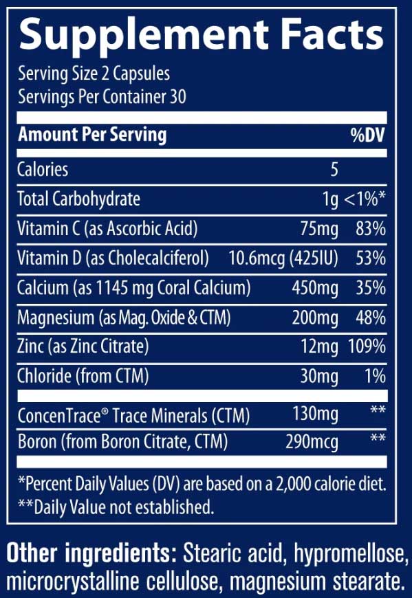 Trace Minerals Research Coral Calcium Ingredients