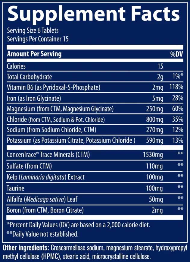 Trace Minerals Research Electrolyte Stamina Tablets Ingredients