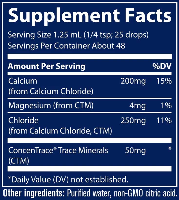 Trace Minerals Research Ionic Calcium Ingredients