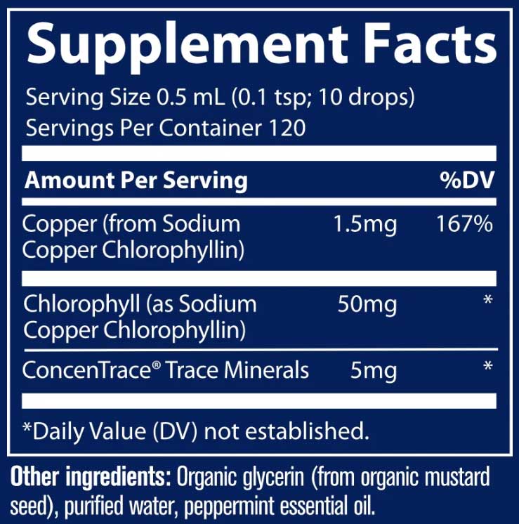 Trace Minerals Research Ionic Chlorophyll 6000 mg Ingredients