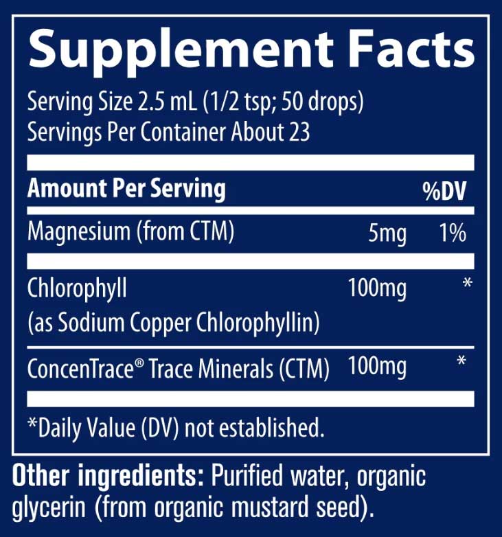 Trace Minerals Research Ionic Chlorophyll Liquid Ingredients