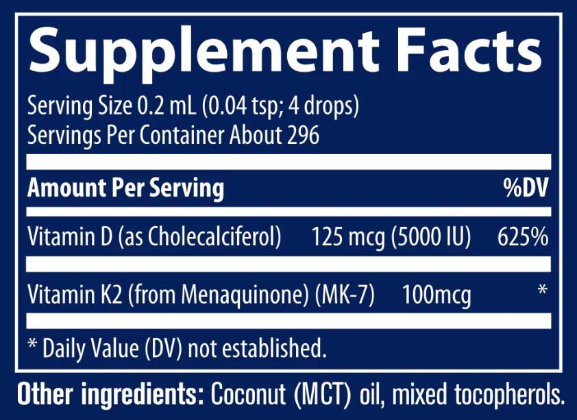 Trace Minerals Research Ionic D3 + K2 Ingredients