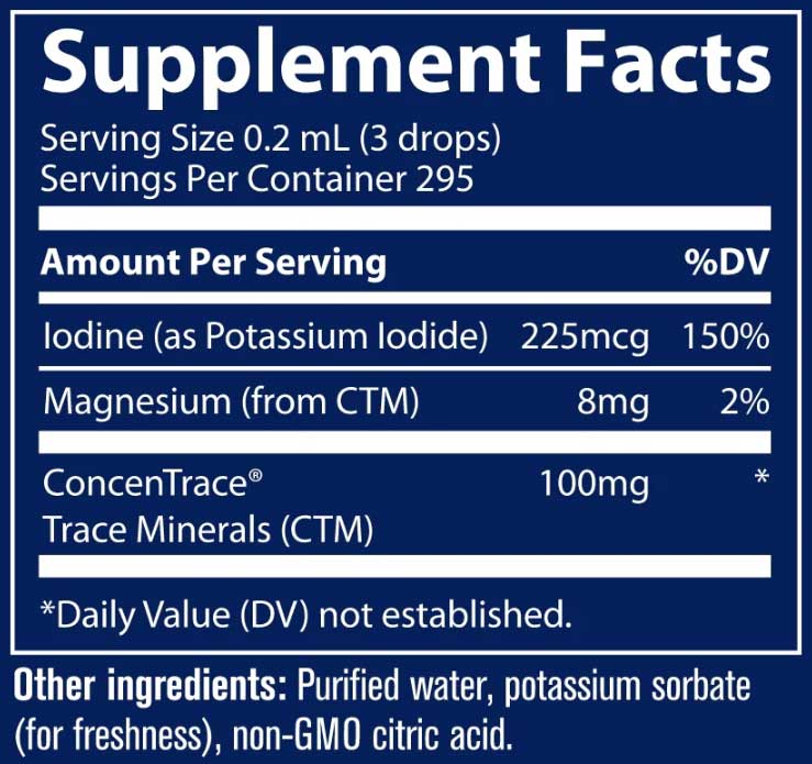 Trace Minerals Research Ionic Iodine Ingredients