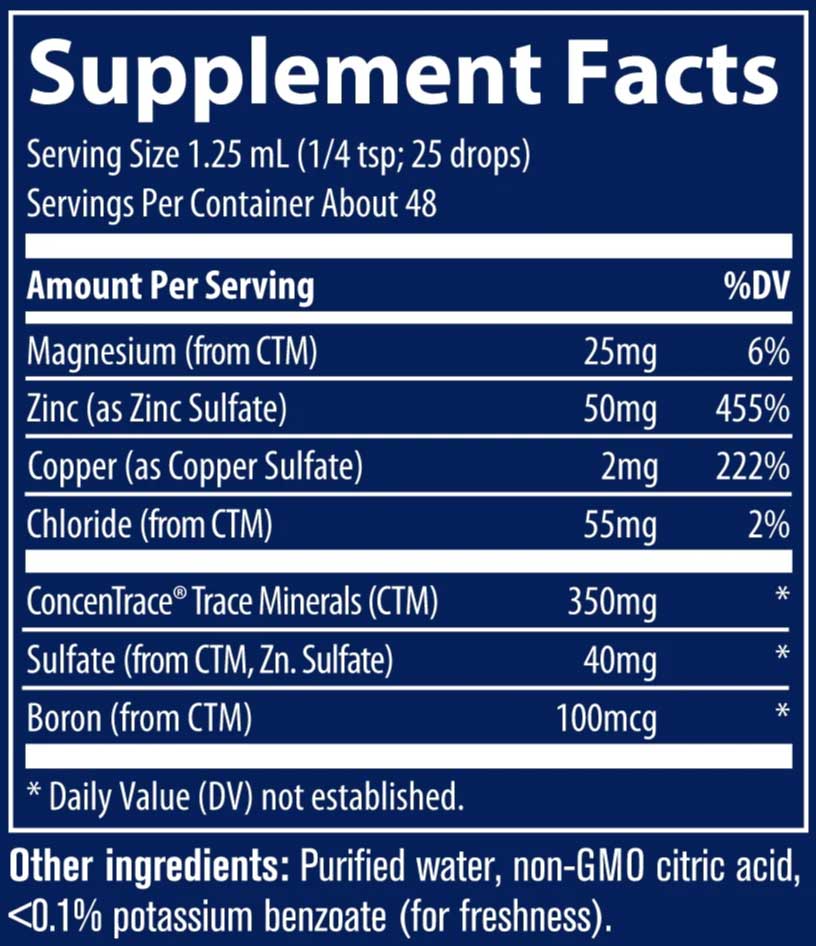 Trace Minerals Research Ionic Zinc Ingredients