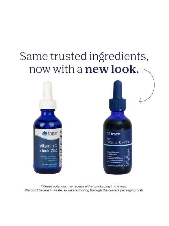 Trace Minerals Research Liquid Ionic Vitamin C + Ionic Zinc New Look