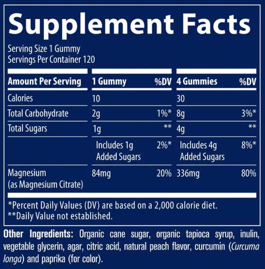 Trace Minerals Research Magnesium Gummies Peach Ingredients
