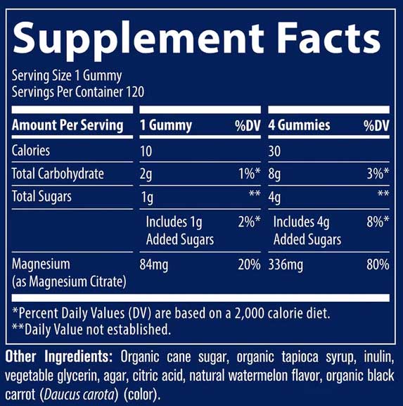 Trace Minerals Research Magnesium Gummies Watermelon Ingredients