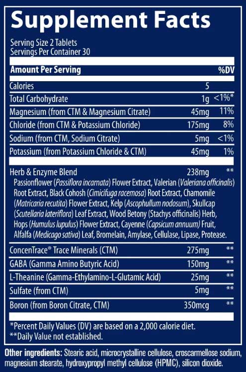 Trace Minerals Research Natural Rest Plus+ Ingredients