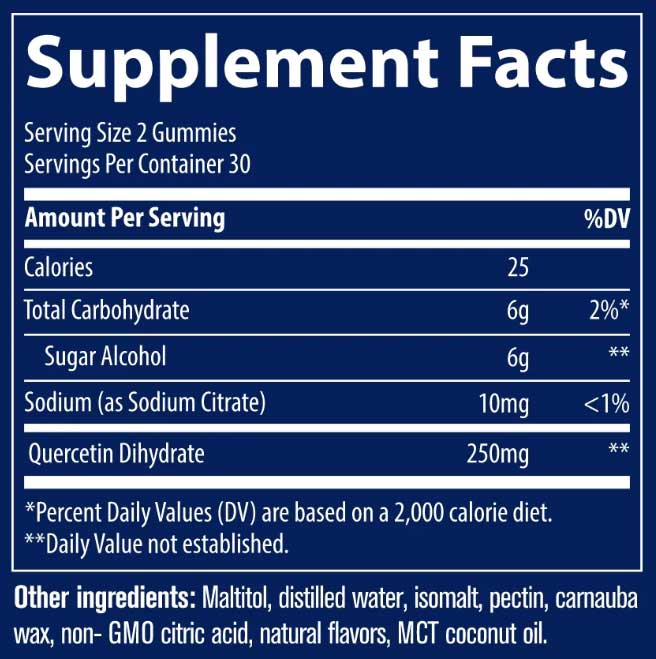 Trace Minerals Research Quercetin Gummies 250 mg Ingredients
