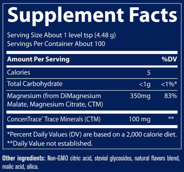 Trace Minerals Research Stress-X Magnesium Powder Lemon Lime Ingredients