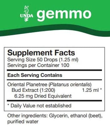 UNDA Platanus Orientalis Ingredients