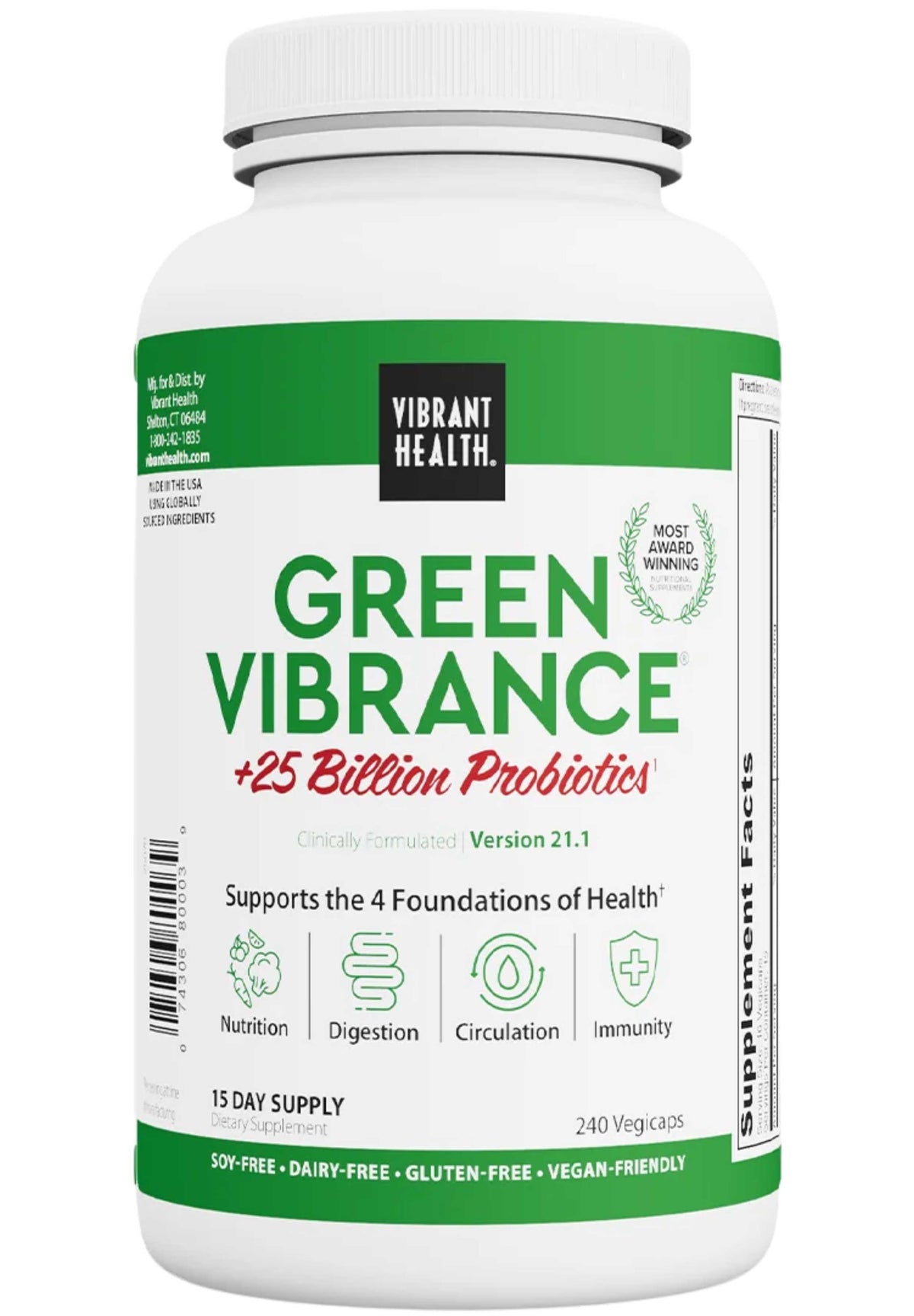 Vibrant Health Green Vibrance +25 Billion Probiotics Capsules