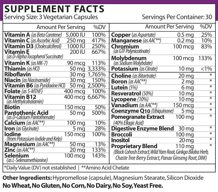 Vinco MultiWomen's with Digestive Enzymes Ingredients