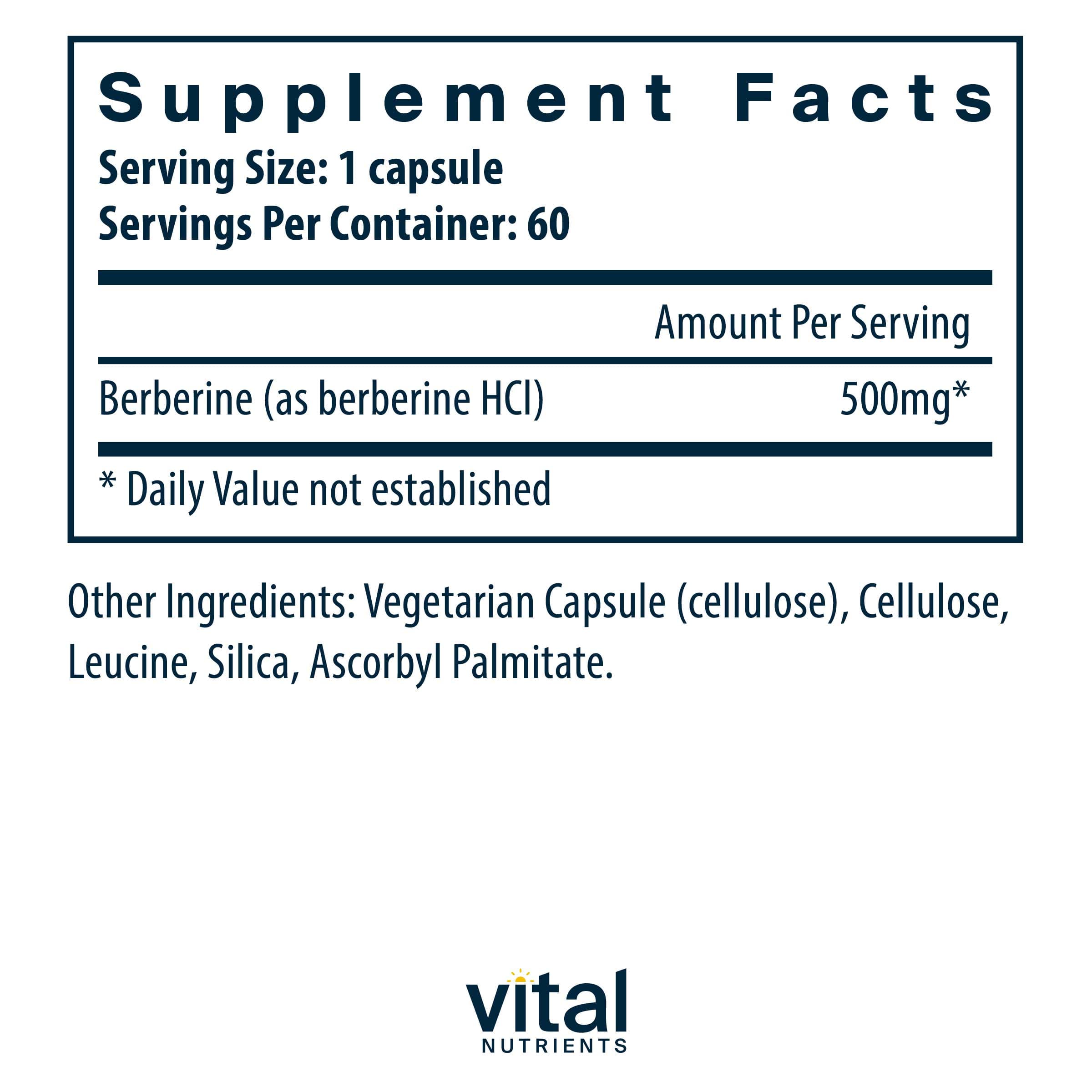Vital Nutrients Berberine 500mg Ingredients