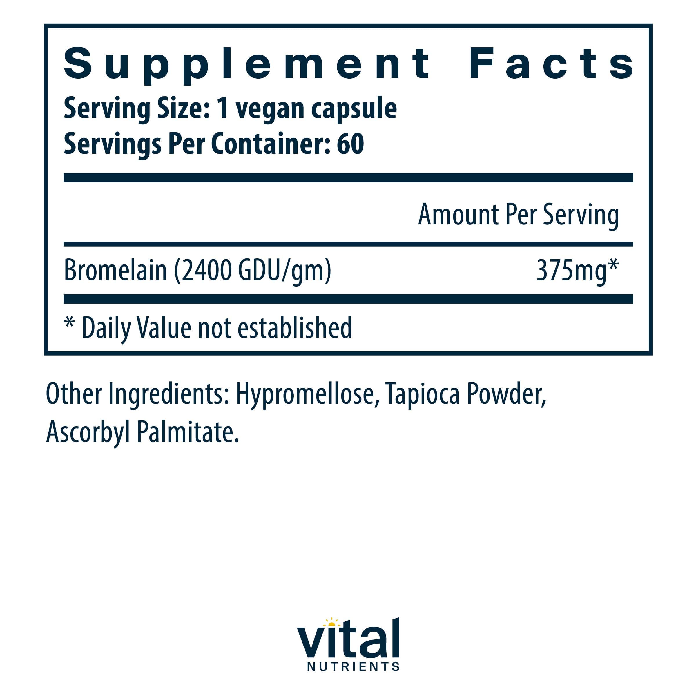 Vital Nutrients Bromelain 375mg Ingredients