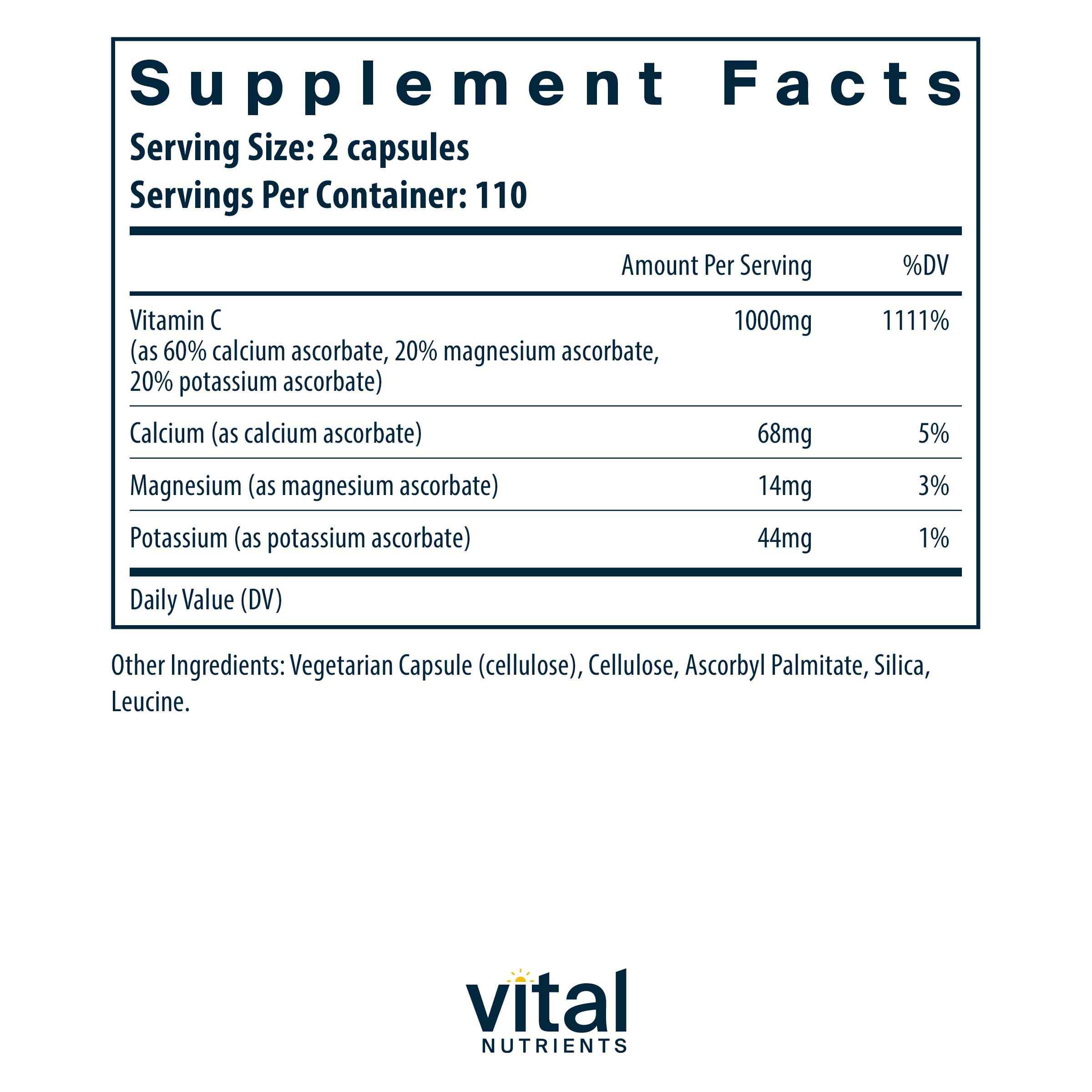 Vital Nutrients Buffered C 500mg Ingredients