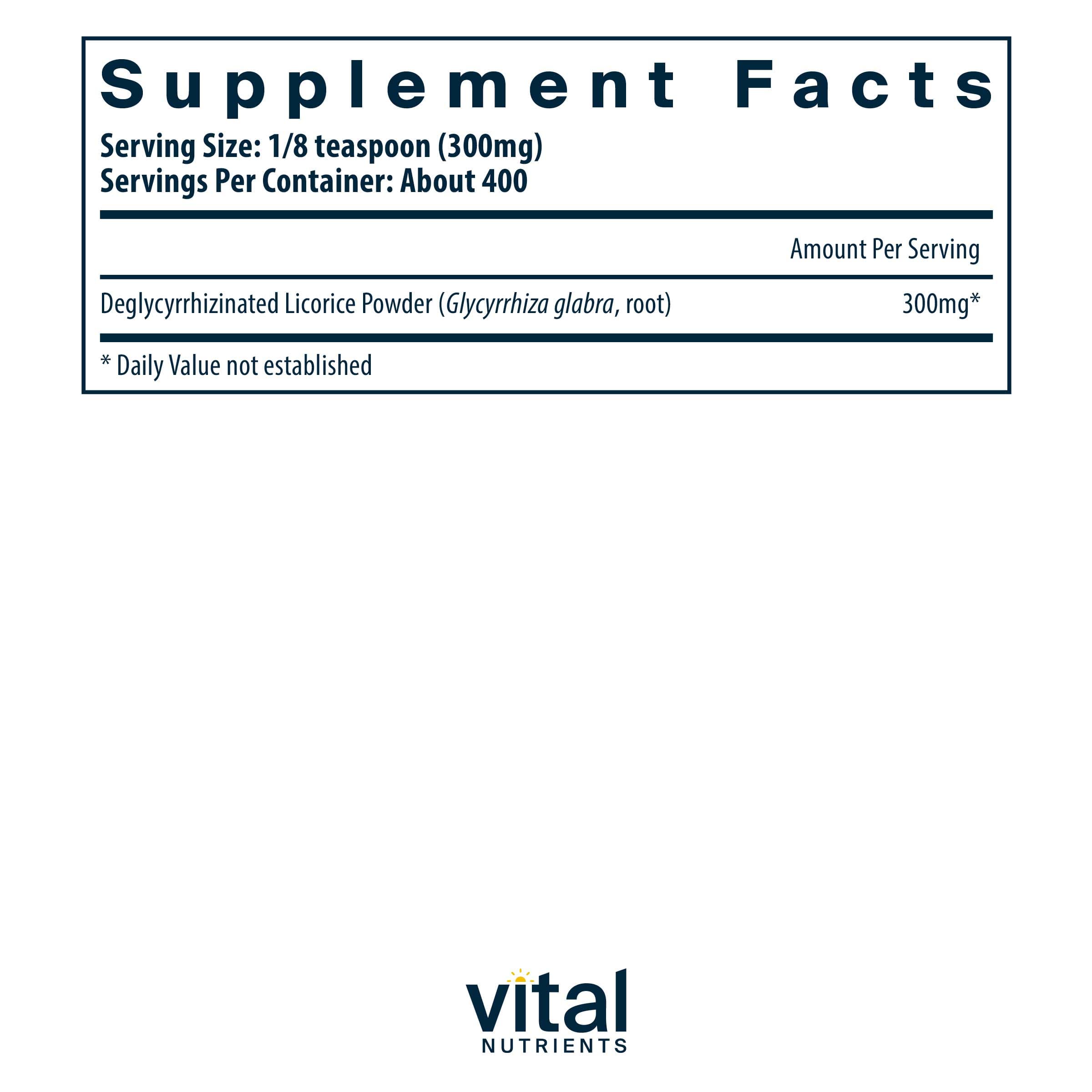 Vital Nutrients DGL Powder Ingredients