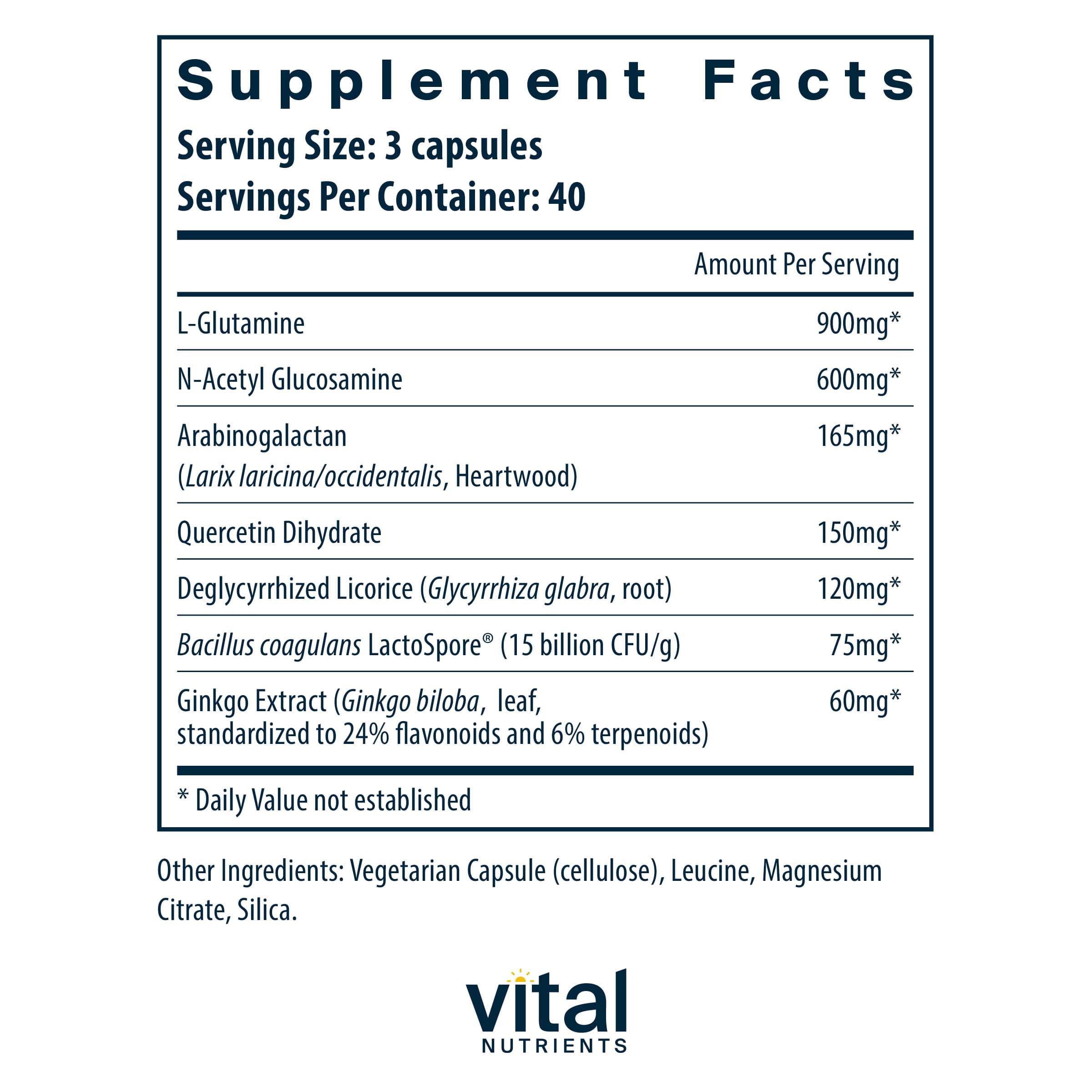 Vital Nutrients GI Repair Nutrients Ingredients