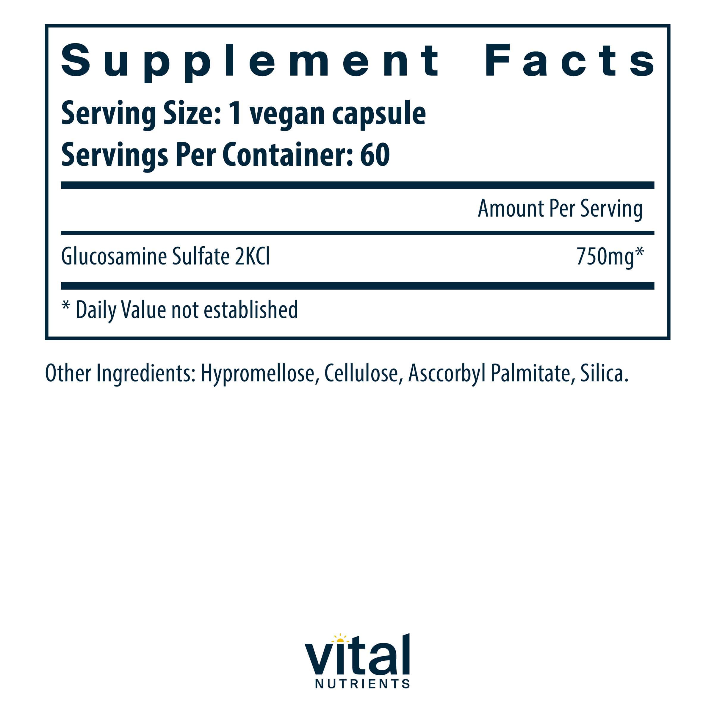 Vital Nutrients Glucosamine Sulfate 750mg Ingredients