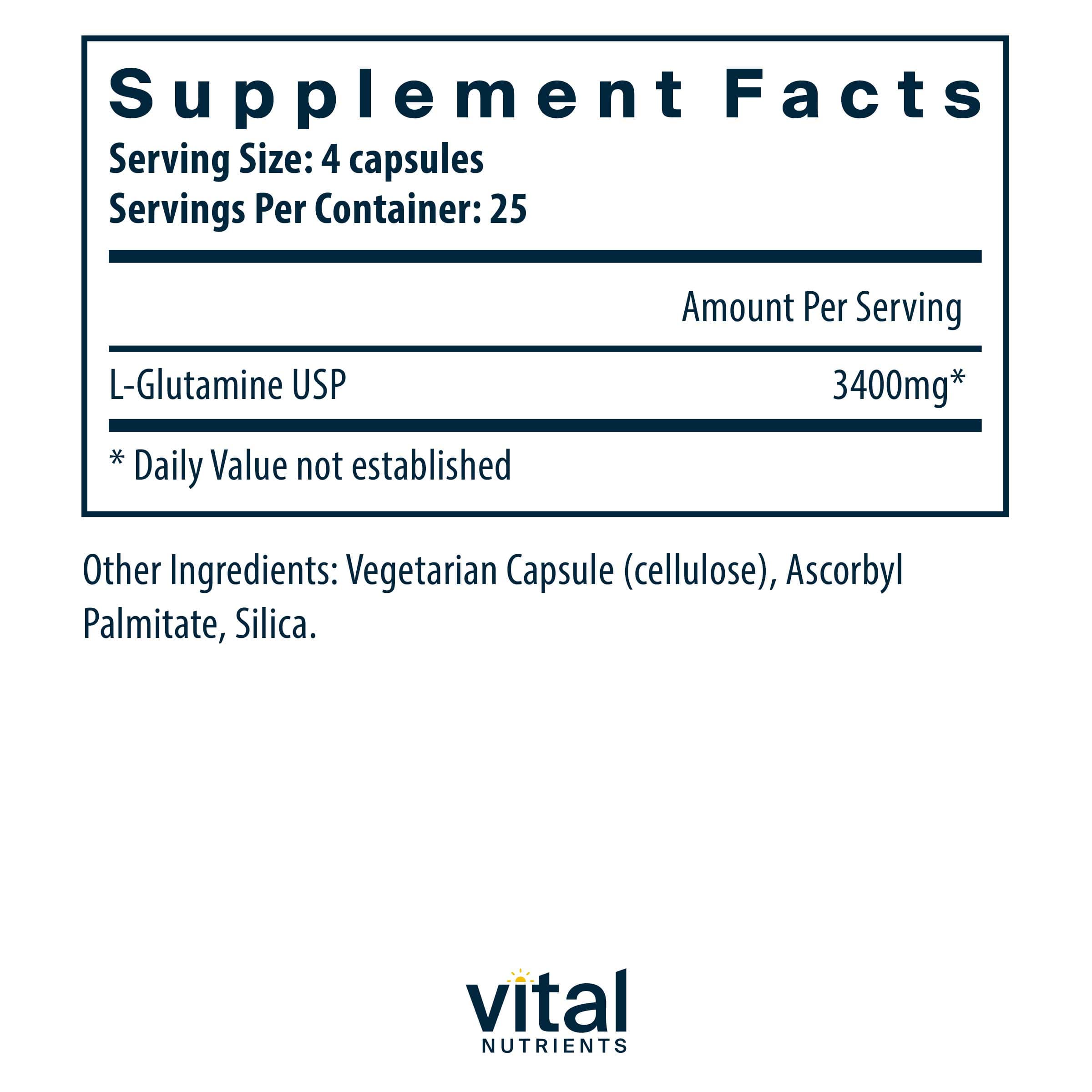 Vital Nutrients Glutamine 3400 mg Ingredients