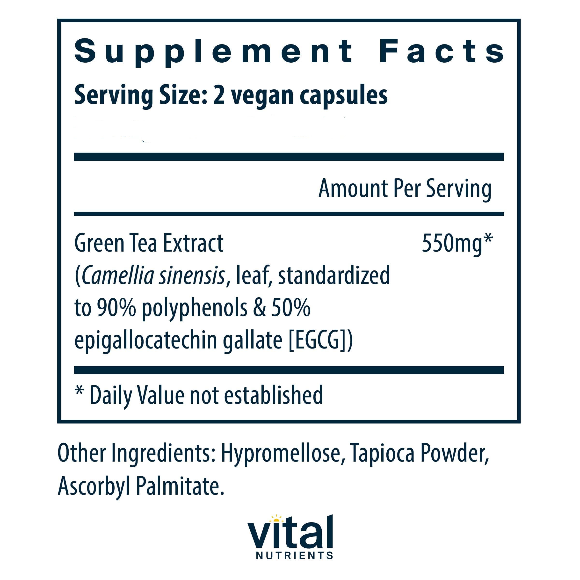 Vital Nutrients Green Tea Extract 80% Ingredients