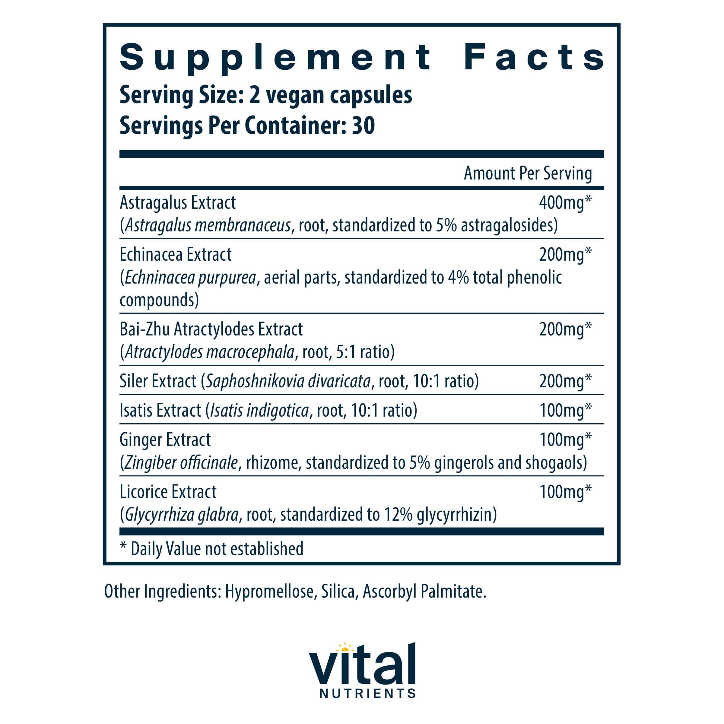 Vital Nutrients Immune Support Ingredients