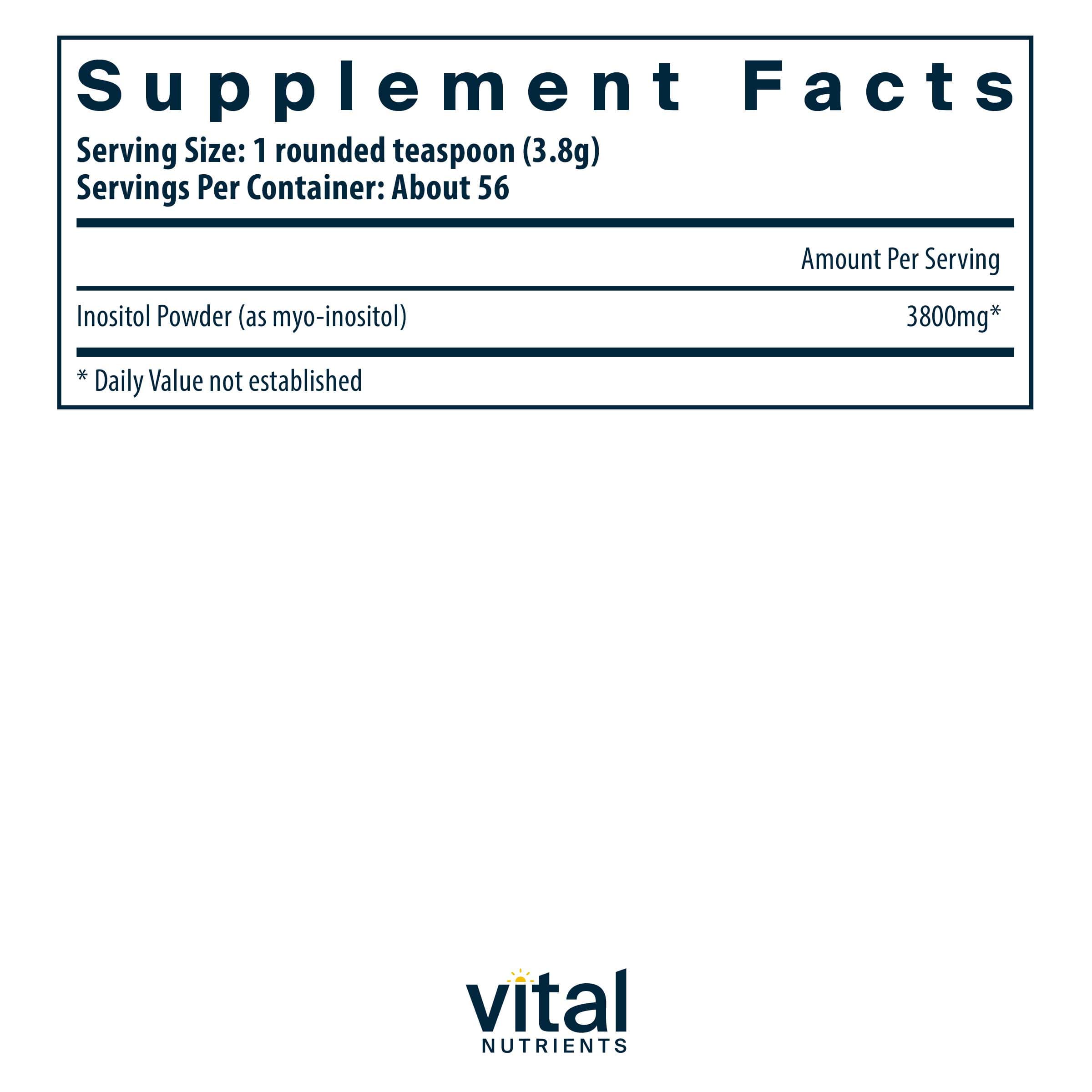 Vital Nutrients Inositol Powder Ingredients