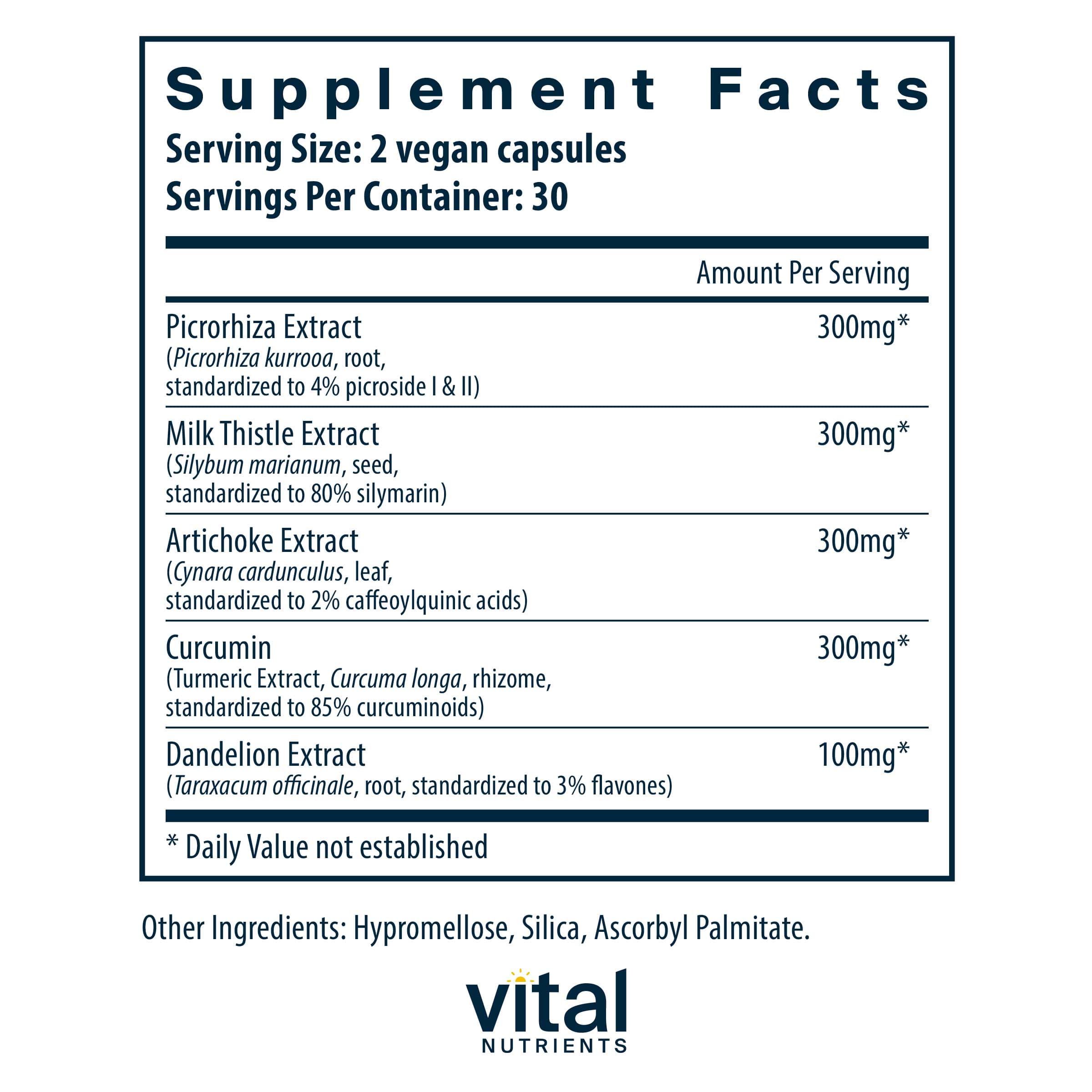 Vital Nutrients Liver Support II (w/Picrorhiza) Ingredients